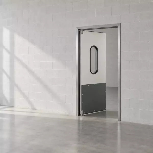 Жесткая маятниковая распашная дверь одностворчатая из сэндвич панелей 220*100